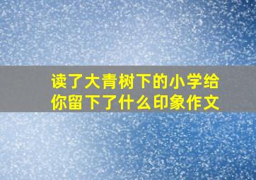 读了大青树下的小学给你留下了什么印象作文