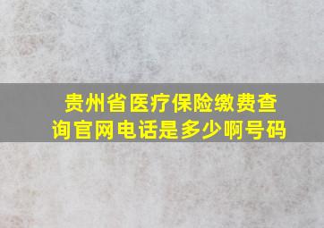 贵州省医疗保险缴费查询官网电话是多少啊号码