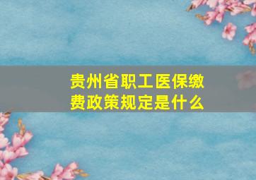 贵州省职工医保缴费政策规定是什么