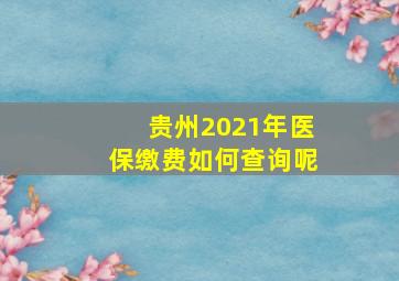 贵州2021年医保缴费如何查询呢