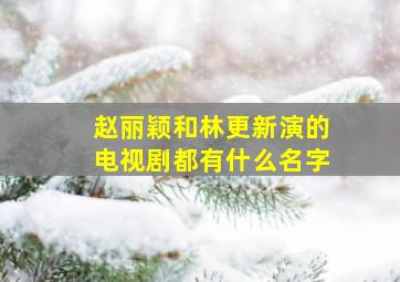 赵丽颖和林更新演的电视剧都有什么名字