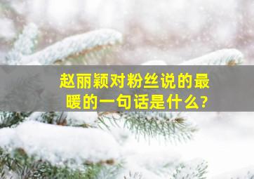 赵丽颖对粉丝说的最暖的一句话是什么?