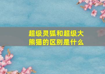 超级灵狐和超级大熊猫的区别是什么