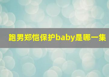 跑男郑恺保护baby是哪一集