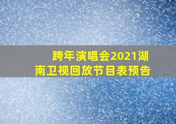 跨年演唱会2021湖南卫视回放节目表预告