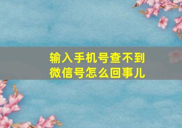 输入手机号查不到微信号怎么回事儿