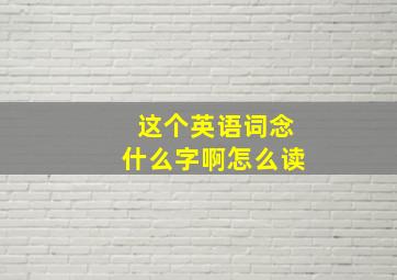 这个英语词念什么字啊怎么读