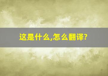 这是什么,怎么翻译?