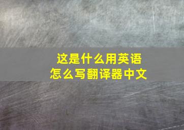 这是什么用英语怎么写翻译器中文