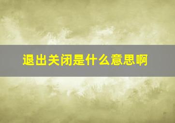 退出关闭是什么意思啊