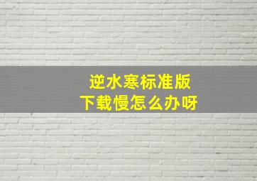 逆水寒标准版下载慢怎么办呀