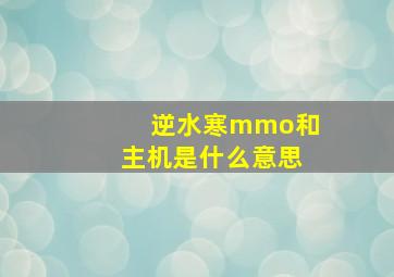 逆水寒mmo和主机是什么意思