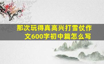 那次玩得真高兴打雪仗作文600字初中篇怎么写