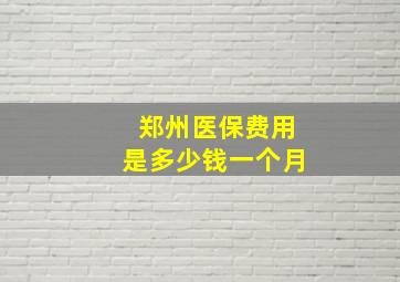 郑州医保费用是多少钱一个月