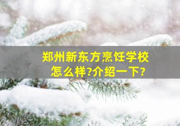 郑州新东方烹饪学校怎么样?介绍一下?