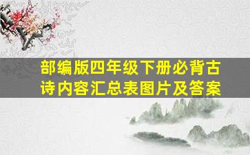 部编版四年级下册必背古诗内容汇总表图片及答案