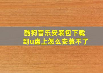 酷狗音乐安装包下载到u盘上怎么安装不了