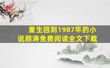 重生回到1987年的小说顾涛免费阅读全文下载