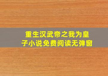 重生汉武帝之我为皇子小说免费阅读无弹窗