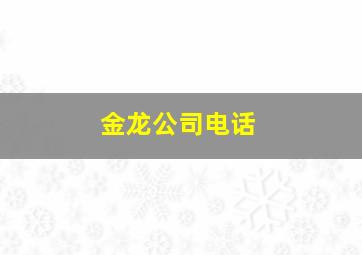 金龙公司电话