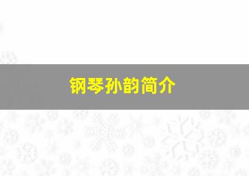 钢琴孙韵简介