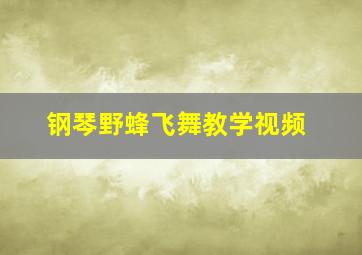 钢琴野蜂飞舞教学视频