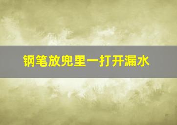 钢笔放兜里一打开漏水