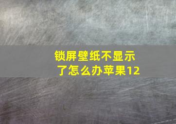 锁屏壁纸不显示了怎么办苹果12