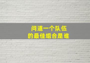 问道一个队伍的最佳组合是谁