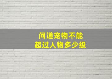 问道宠物不能超过人物多少级