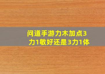 问道手游力木加点3力1敏好还是3力1体