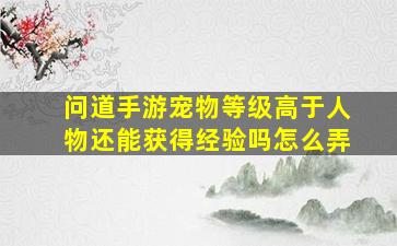 问道手游宠物等级高于人物还能获得经验吗怎么弄