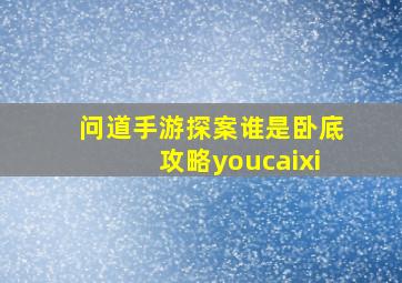 问道手游探案谁是卧底攻略youcaixi