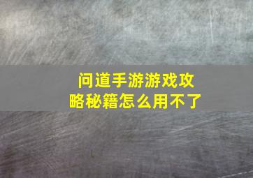 问道手游游戏攻略秘籍怎么用不了