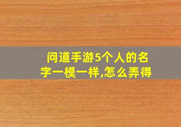 问道手游5个人的名字一模一样,怎么弄得