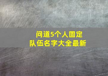 问道5个人固定队伍名字大全最新