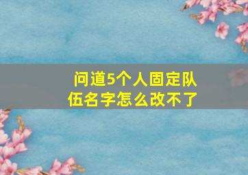 问道5个人固定队伍名字怎么改不了