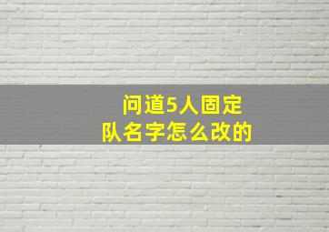 问道5人固定队名字怎么改的