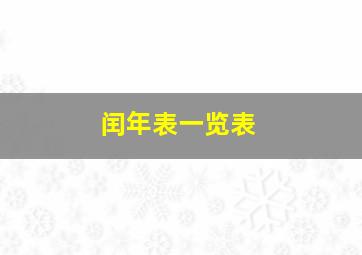 闰年表一览表