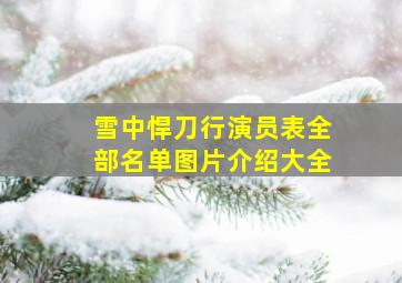 雪中悍刀行演员表全部名单图片介绍大全