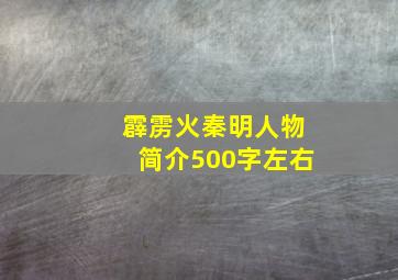 霹雳火秦明人物简介500字左右