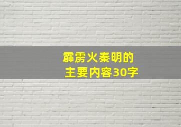 霹雳火秦明的主要内容30字