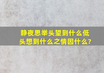 静夜思举头望到什么低头想到什么之情因什么?