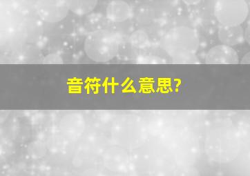 音符什么意思?