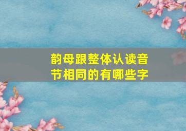 韵母跟整体认读音节相同的有哪些字