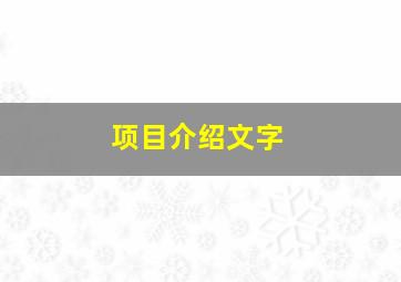 项目介绍文字