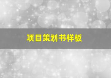 项目策划书样板