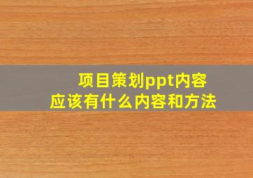 项目策划ppt内容应该有什么内容和方法