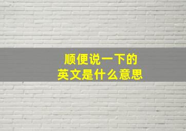 顺便说一下的英文是什么意思