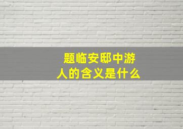 题临安邸中游人的含义是什么